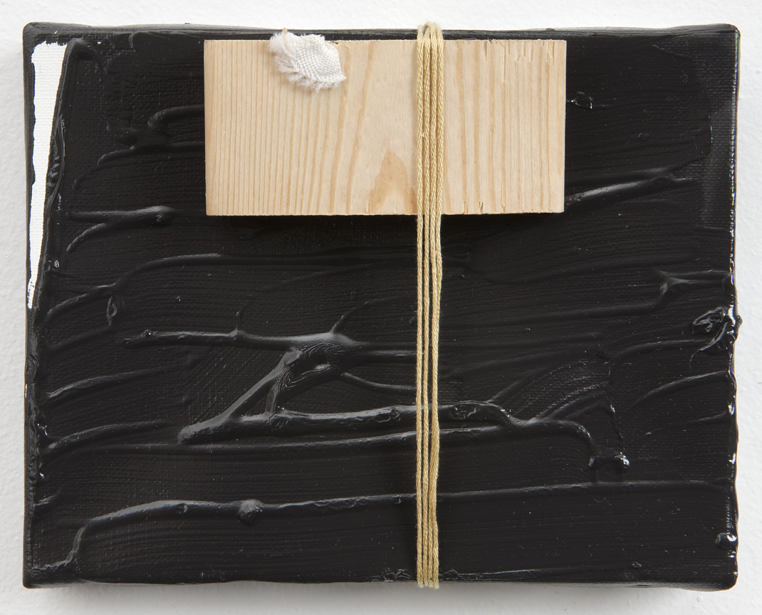 Pintuck, 2011 Oil, thread and wood on linen 5.5 x 7 inches
