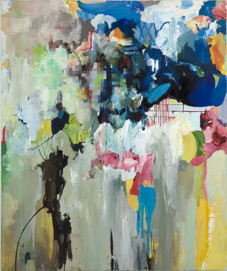 Push, 2001 Oil, enamel, beads and mixed media on canvas 72 x 60 inches
