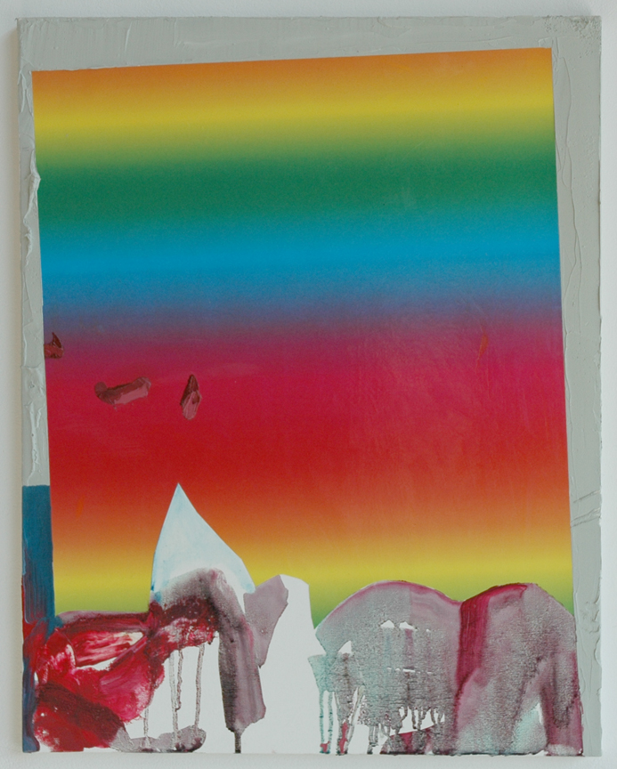Rainbow Fade, 2007 Oil and paper on canvas 28 x 22 inches