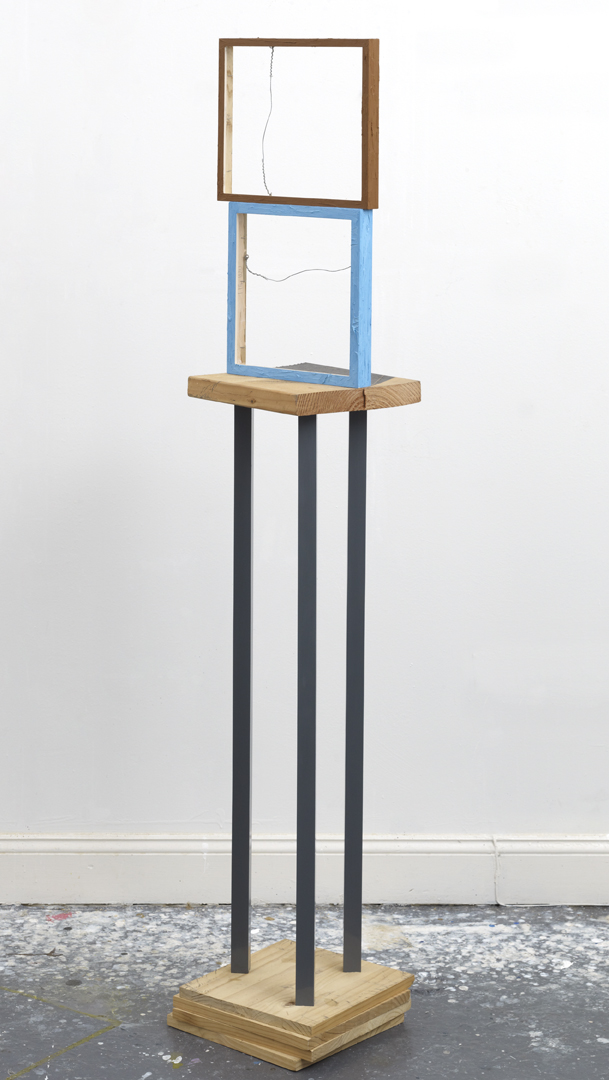 The Seduction, 2011 Wood, enamel, birch picture frames, wire, graphite and oil paint 68 1/2 x 16 x 16 inches
