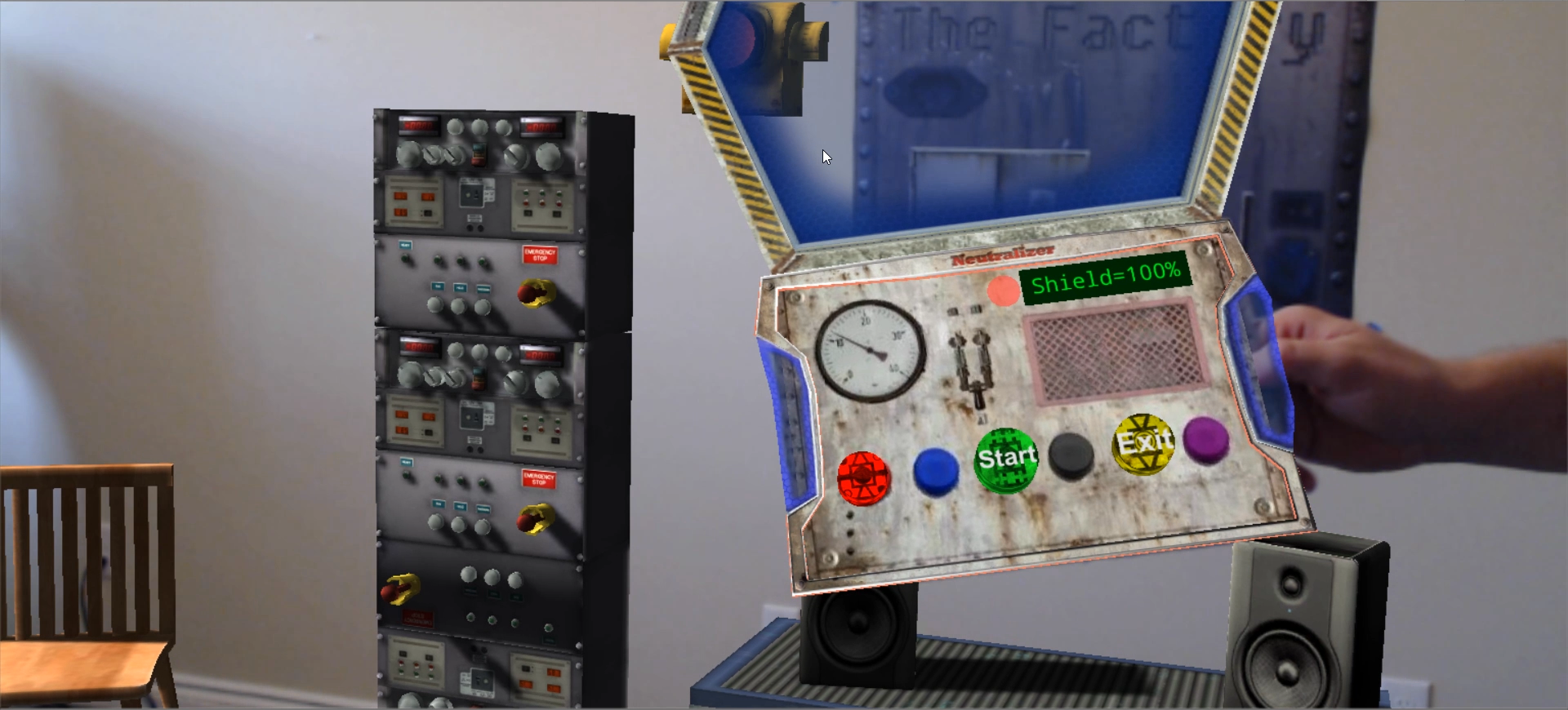 Virtual menu buttons on the player's physical"Control Panel"
