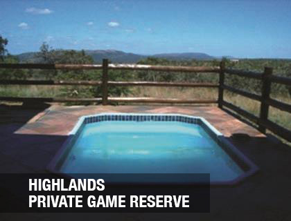 <p>Beautiful, bushveld reserve providing stunning views from its mountain ridges<a href=/highlands>More →</a></p>