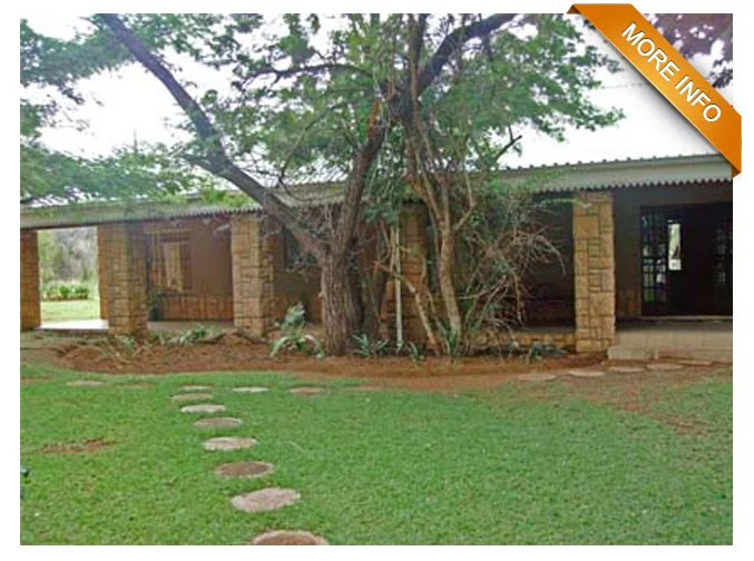  Ref: PS0032 | Lovely bushveld smallholding, 22km west of Bela Bela. Game fenced, beautiful bushveld with various tree species. Game watering hole. Home and garden game fenced. Perennial stream around fully irrigated garden, covered deck overlooking stream. Commodius air-conditioned home with large stoep and separate guest flat. Workers quarters very neat, equipped boreholes, store room. PRICE: R2 500 000 