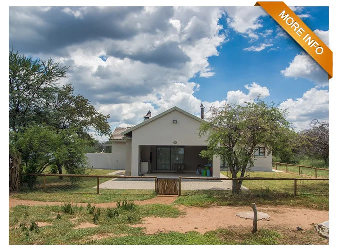 SH01 | PERFECT BUSHVELD HOME FOR A YOUNG FAMILY This beautiful tiled roof unit has consist of 3 bedrooms and 2 bathrooms. Large lounge, dining room,TV room, open plan kitchen, scullery, and storeroom. Build in braai on the large stoep and a boma. The unit will be sold fully furnished. Security on this estate is high on our priority list. Controlled access, This property much to offer, an ideal holiday, retirement home or a house to rent out with an income, co-ownership available. PRICE: R2 200 000