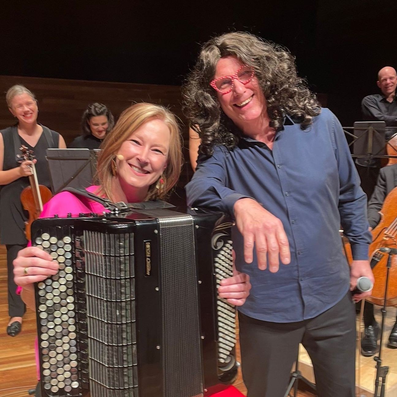 This was @annabelcrabb&rsquo;s revenge after James Crabb pranked @leigh_sales with a boobytrapped squeezebox on stage at the Opera House last week. ⁠
⁠
Next time Crabb calls in sick, we know who to call.⁠
⁠
It goes without saying that both Crabb and 