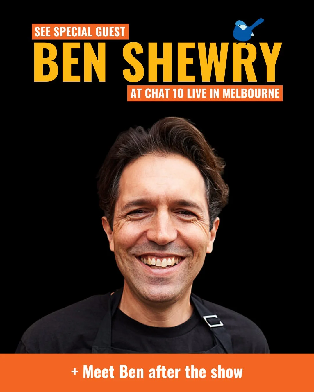 Melbourne, you're in for a treat - the incredible @BenShewry of @atticamelbourne will be at the Chat 10 show next weekend.⁠
⁠
He's very kindly agreed to join the stage at Hamer Hall AND hang around afterwards (well after Sales' bedtime) to sign copie