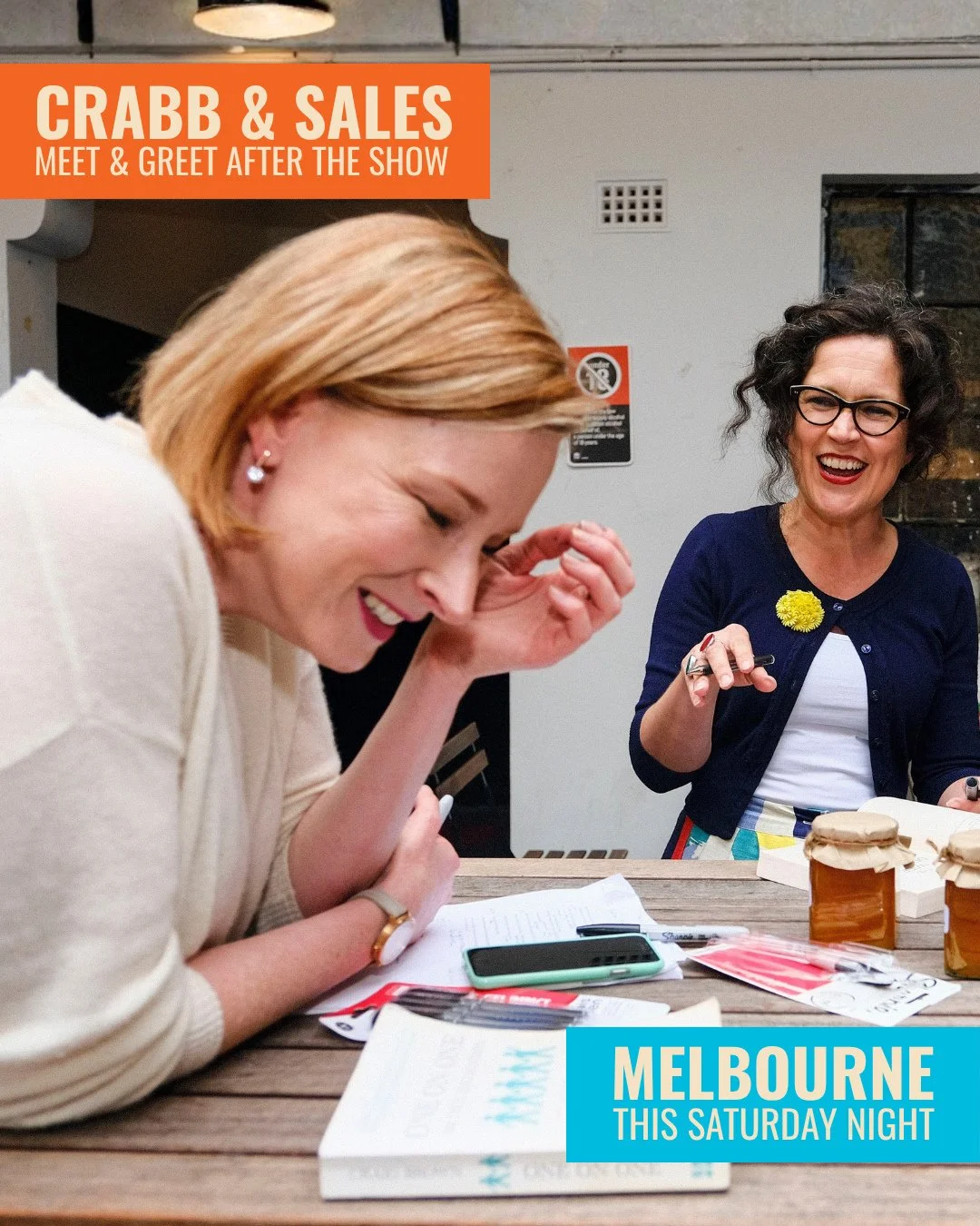 Chatters! The Chat 10 live podcast show is in Melbourne this Saturday night. As well as the usual antics from @annabelcrabb and @leigh_sales, special guests @benshewry and @fashion_critical will be stepping onto the stage at Hamer Hall.⁠
⁠
Afterwards