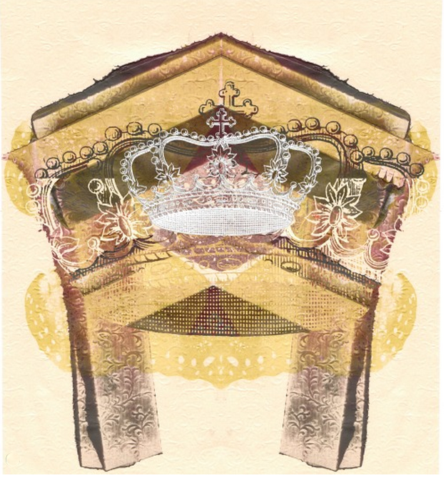 Screenprint: ' She slipped in through the side door looking like a queen without a crown'