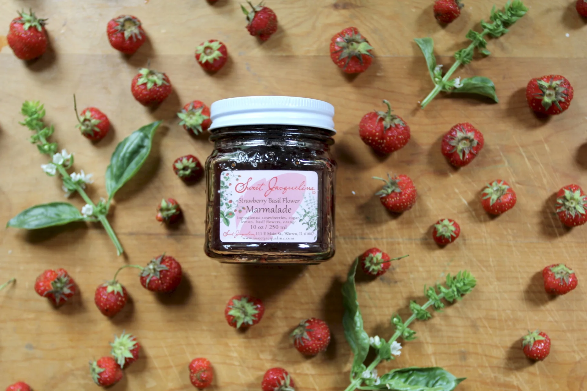 Rosalind, Strawberry Basil Flower Marmalade