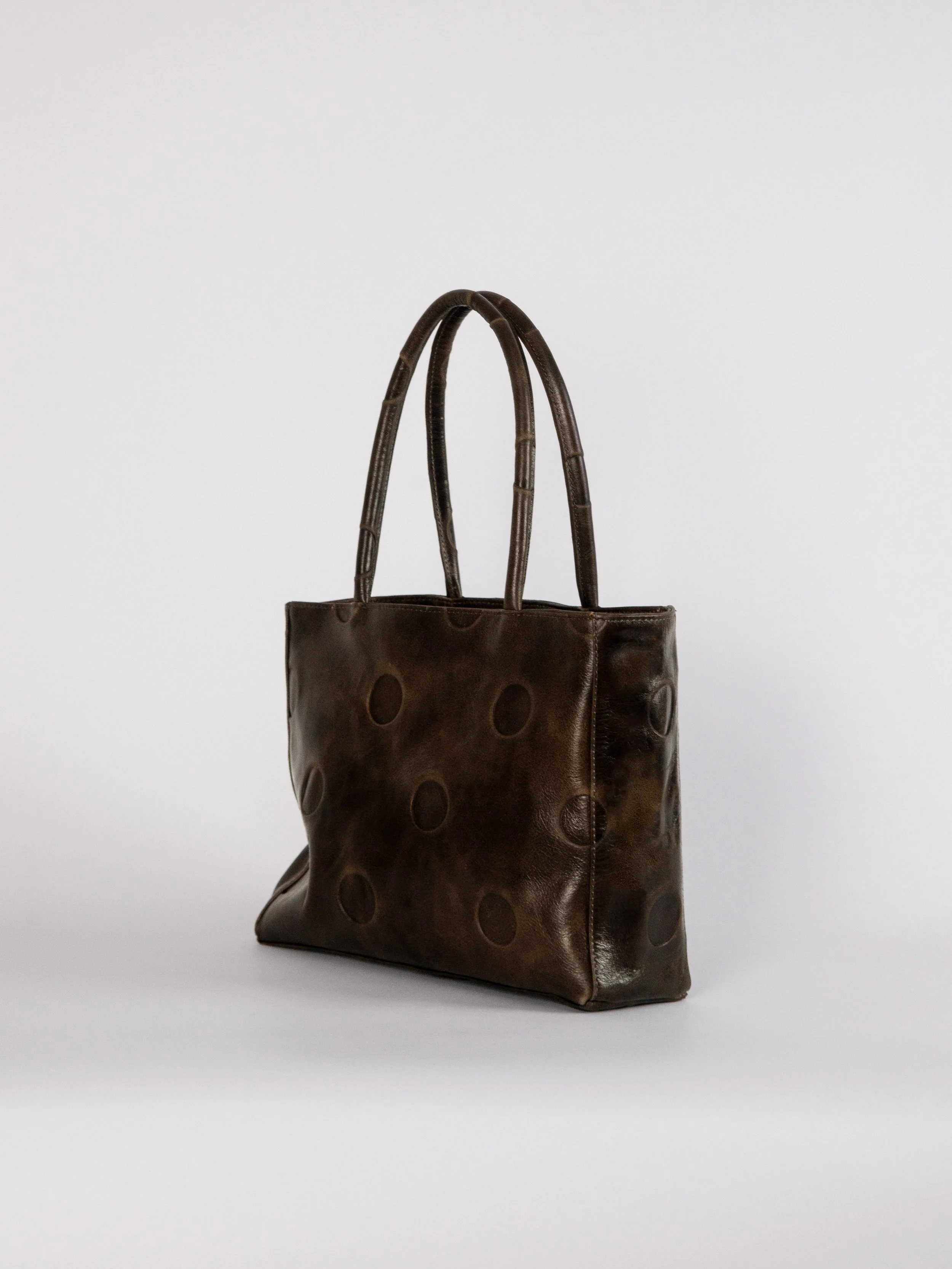 Maria Distressed Brown Leather Polka Dot side.jpg