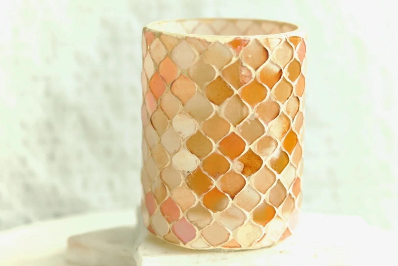 Iridescent Peach Glass Holder