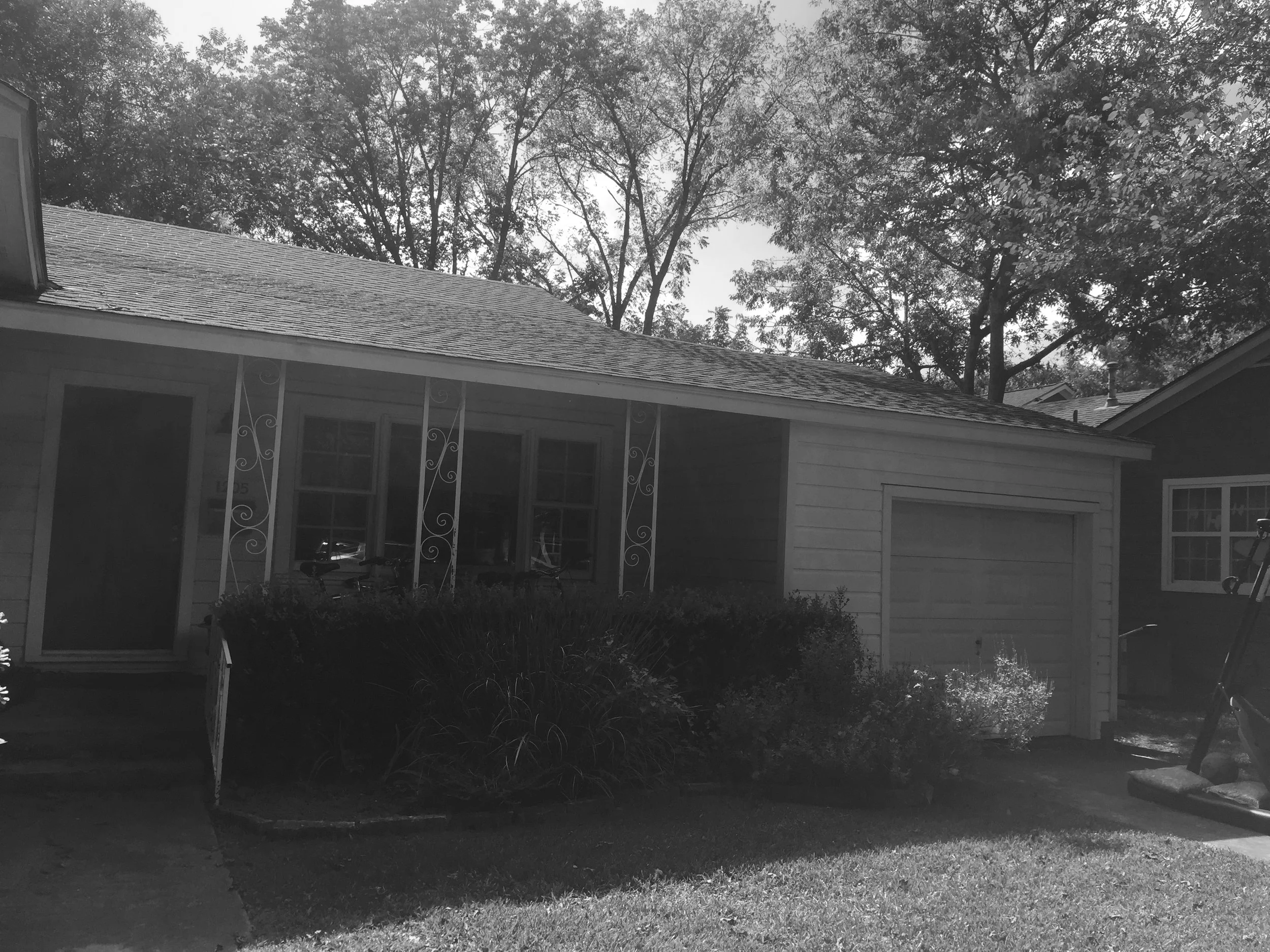Original porch and garage