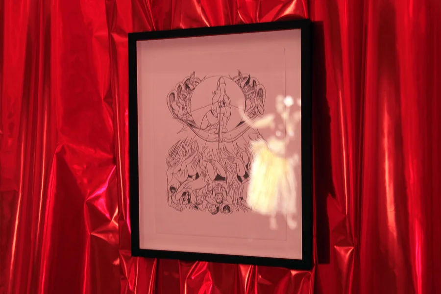 Jim SHAW. Blake/Boring, 2010. Encre sur papier \ Ink on paper . 38,5 x 31 cm encadré \ framed . Courtesy de l'artiste et Galerie Praz-Delavallade, Paris