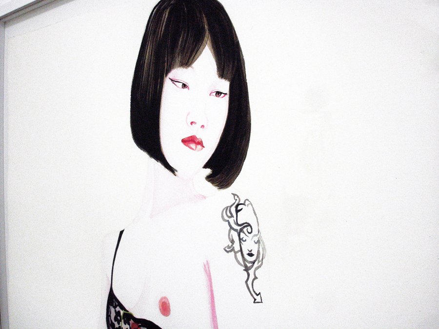   Juning (1), 2011. Aquarelle, encre de chine et laque sur papier \ Watercolor, ink and lacquer on canvas. 77 x 56 cm (Detail)  