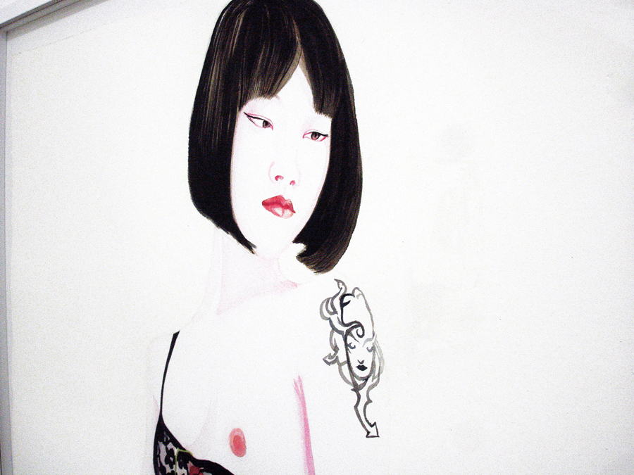 Juning (1), 2011. Aquarelle, encre de chine et laque sur papier \ Watercolor, ink and lacquer on canvas. 77 x 56 cm (Detail)