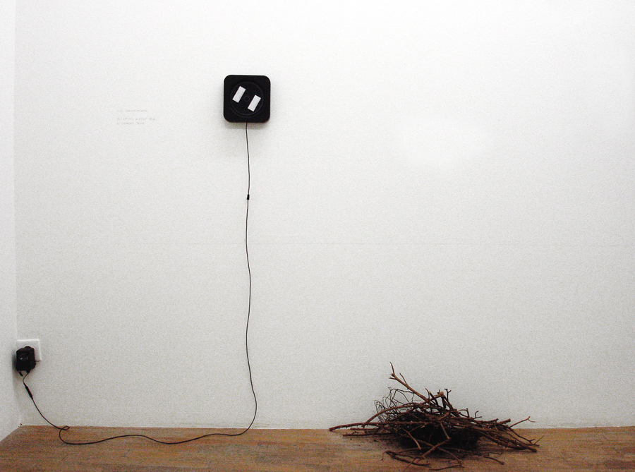 LUC SCHUHMACHER Ses épines avaient peur du dehors, 2008. Pièce sonore réalisée au dictaphone et transférée sur CD \ Sound pièce realized with an hand-held recorder and transferred on CD. 6.22 min. Lecteur MUJI \ MUJI player. R
