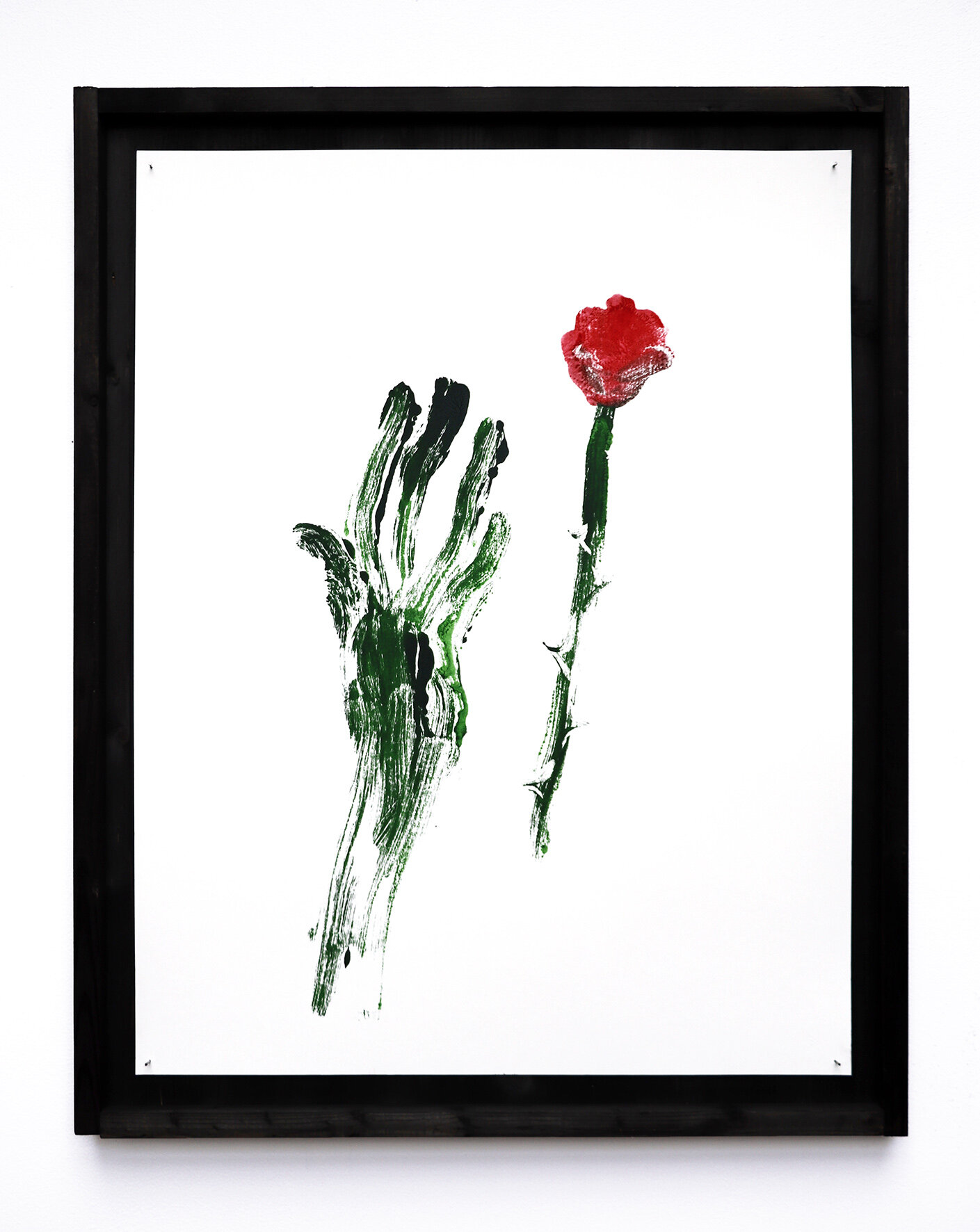 Florian Mermin, La main verte (rose rouge), 2020
