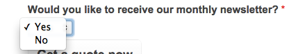 quote calculator – monthly newsletter signup