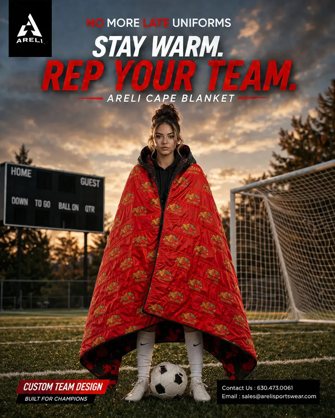 The Areli Cape Blanket: The Custom Sideline Blanket Your Team Actually Needs