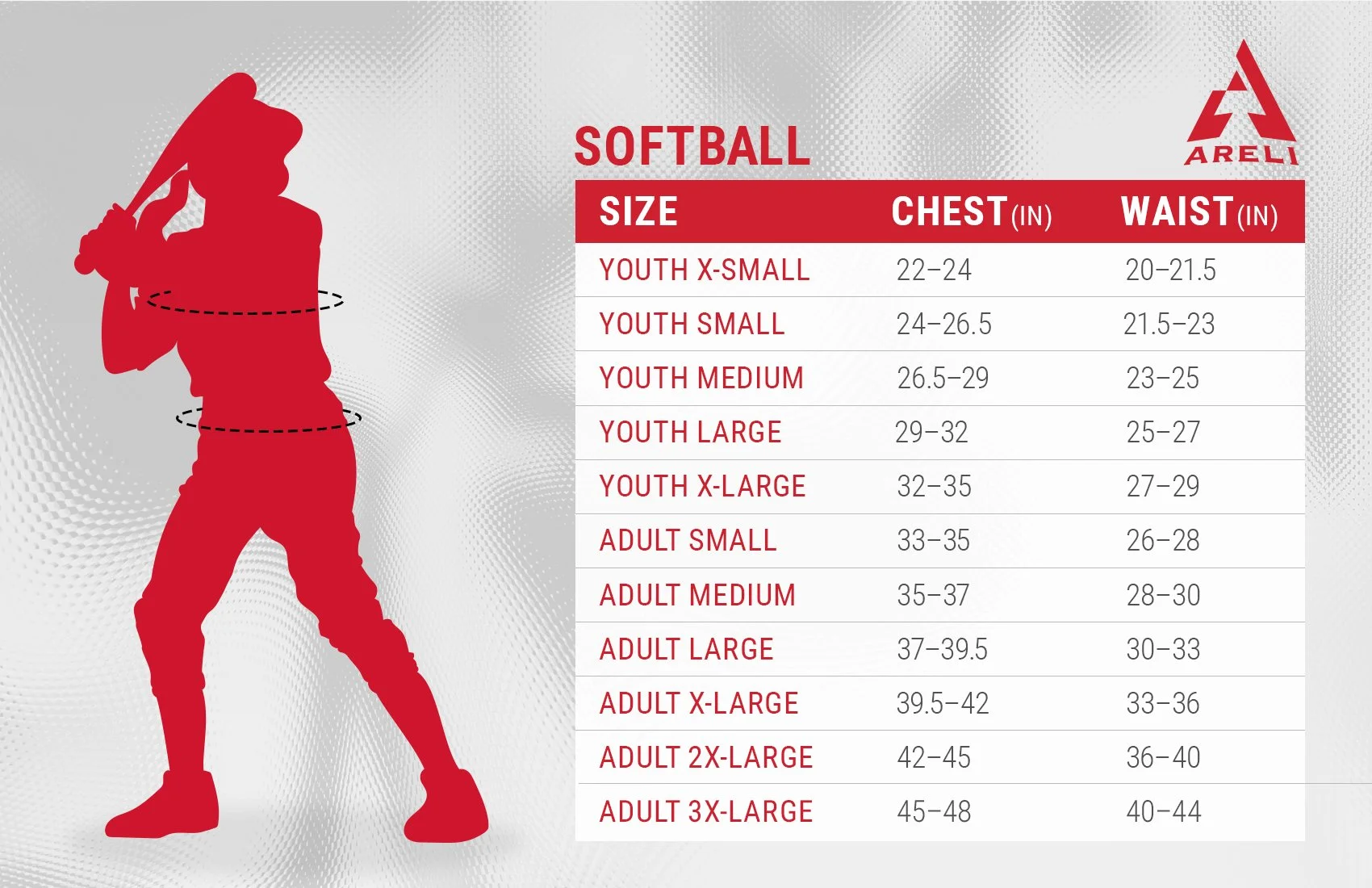 Areli Softball Sizing Chart