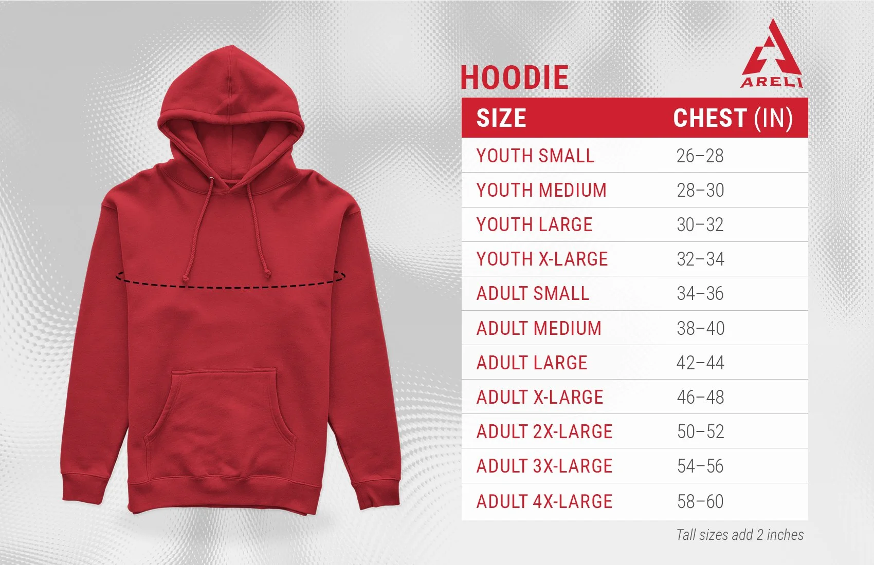 Areli Hoodie Size Chart