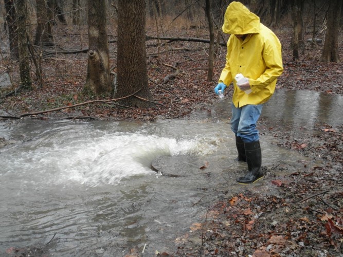 Here, untreated water is tested at an SSO site to determine the risk to public health.
