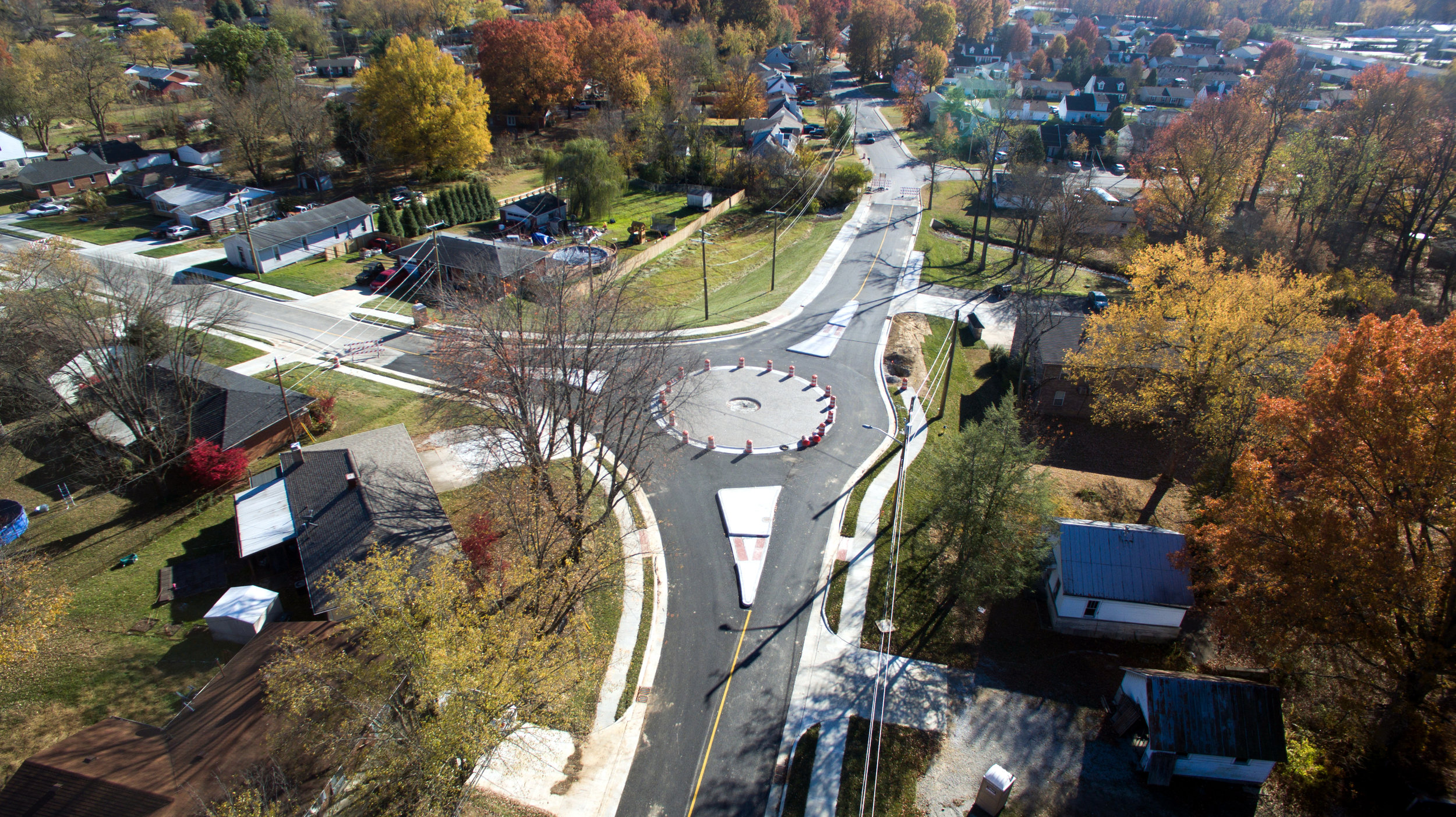 Roundabout completed from earlier phase of project..