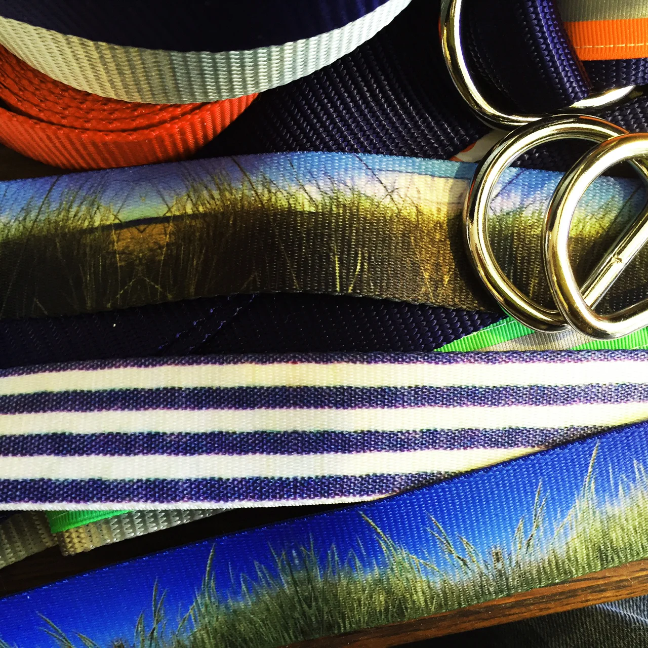BELTS: Sea grass and seersucker