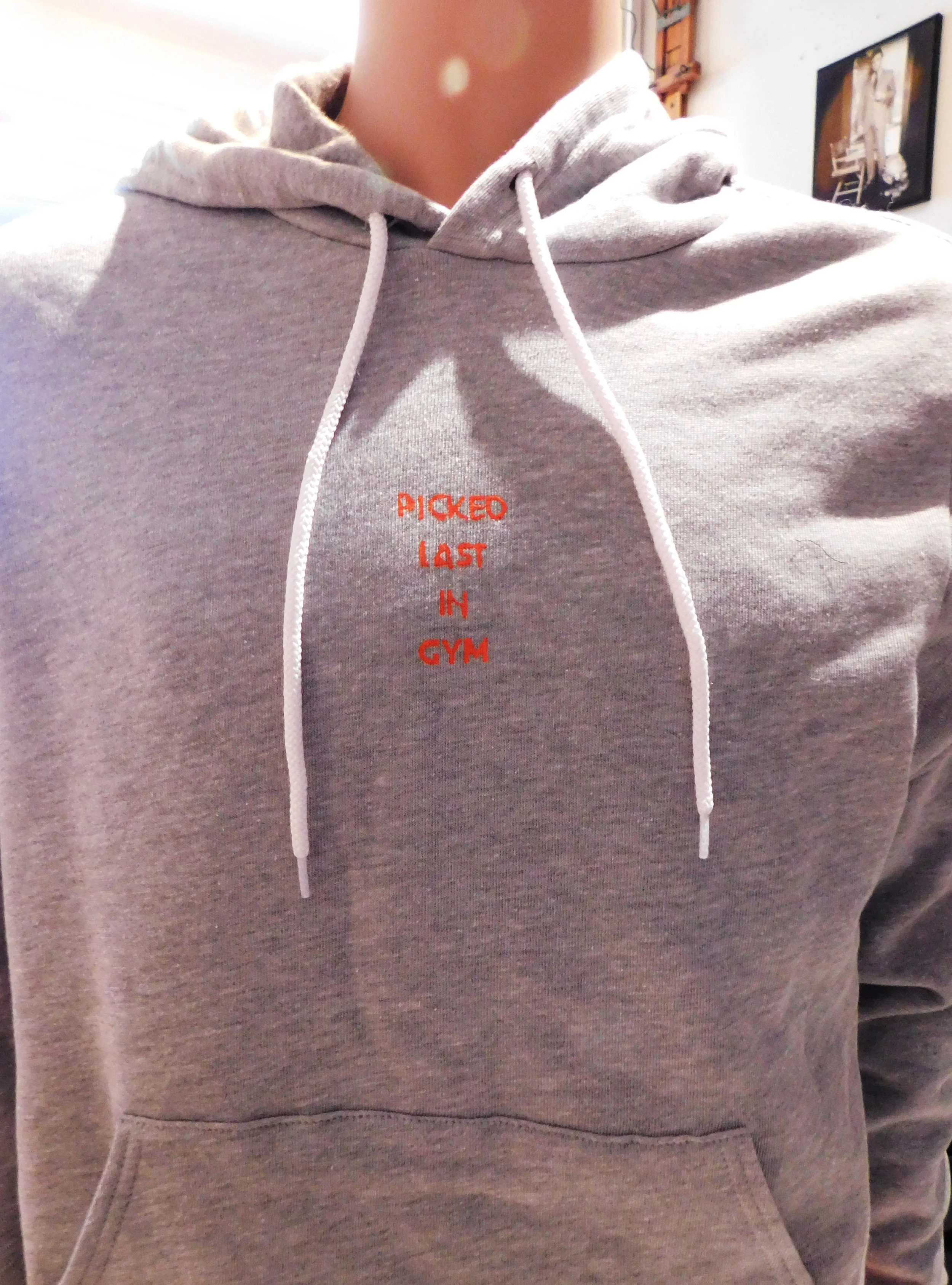 "picked last in gym" grey old school hoody