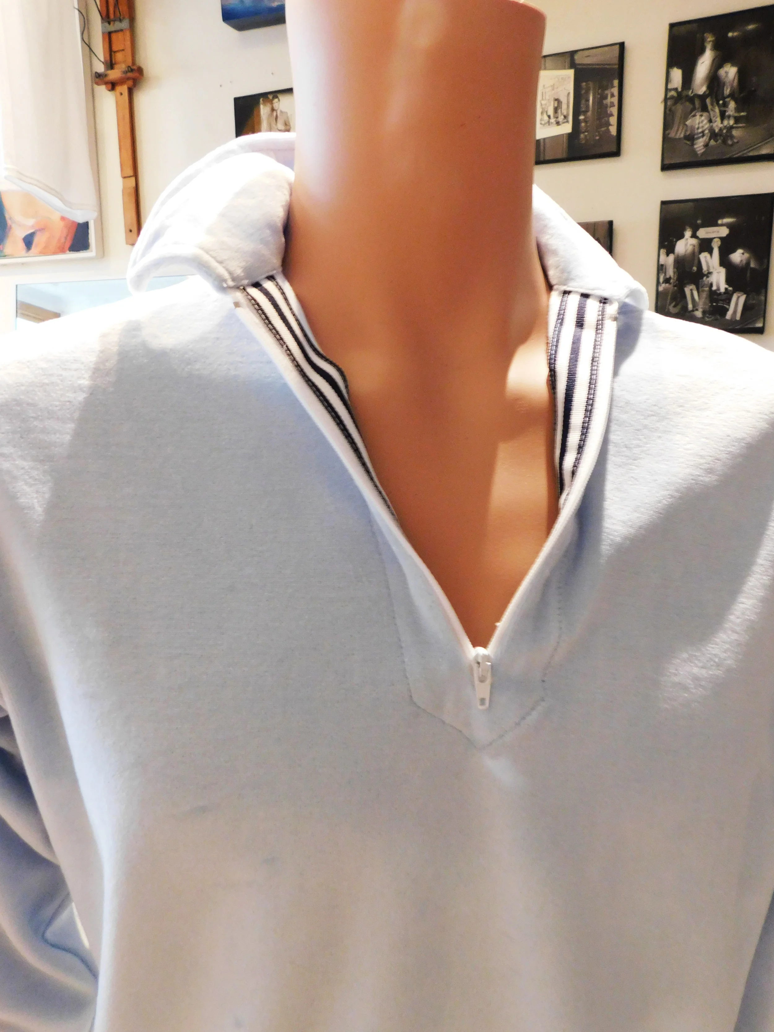 new: powder blue velour zip up long sleeve