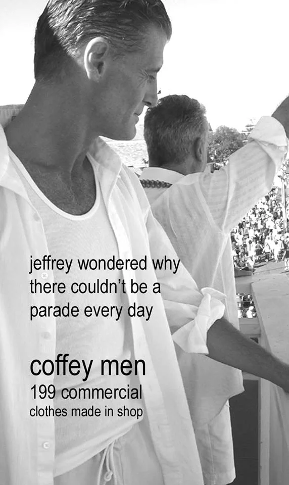 We were all too tired to go downstairs and shoot an ad in the middle of the carnival that year.... so we improvised on the balcony...and it ended up being one of my favorites "Jeffrey wondered why there couldn't be a parade every day".