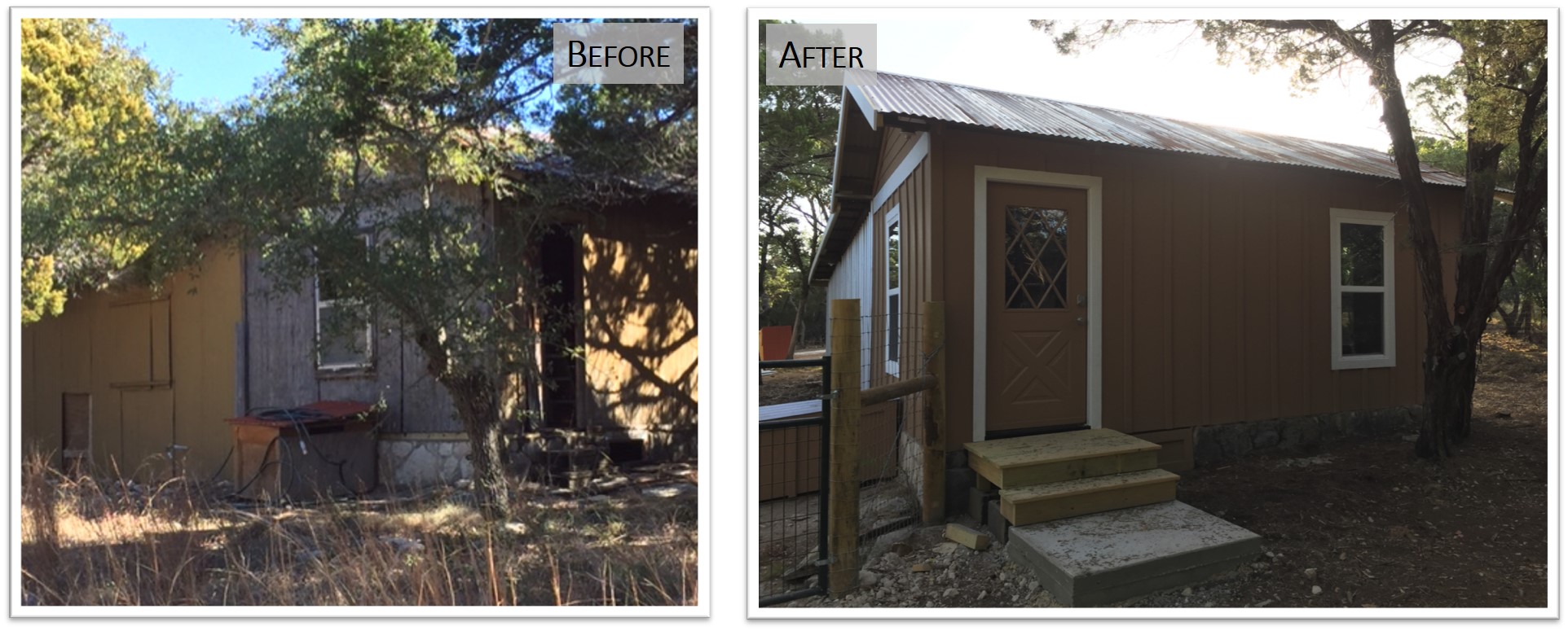 910 PLL, Exterior Shed Front, Before and After, Bear Creek Homes.jpg