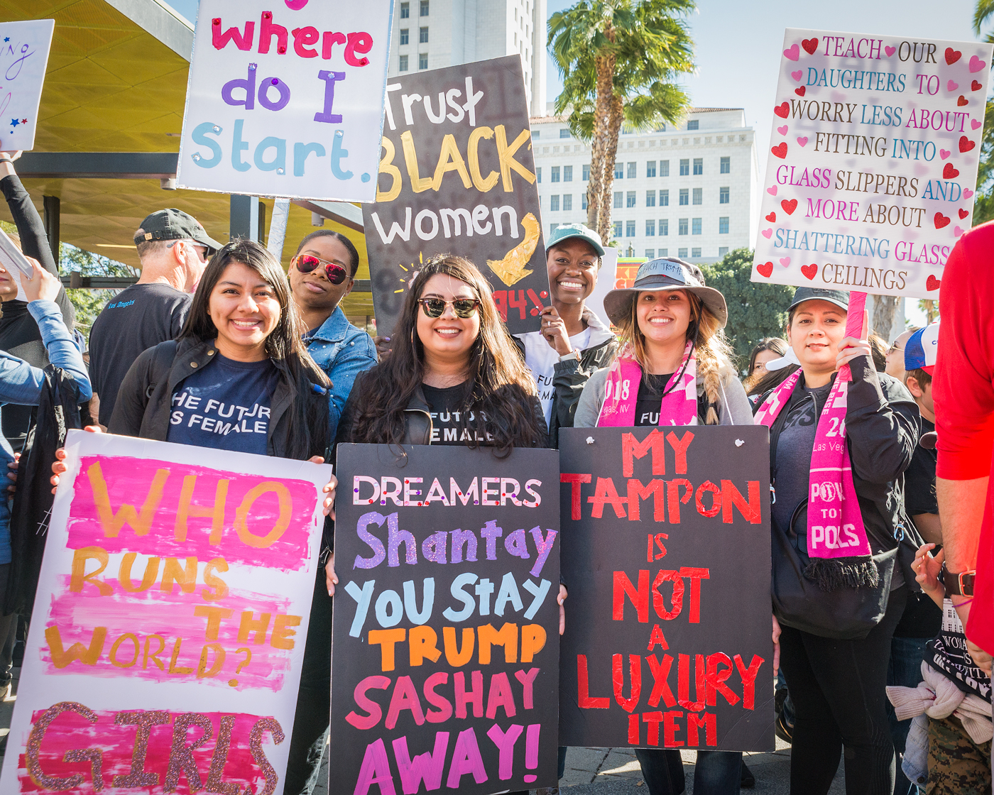 (2018) Marchers cite specific reasons for marching. People of color, “white feminism,” Dreamers, reproductive rights, equal opportunities, any and all issues that women felt strongly about are seen and heard.
