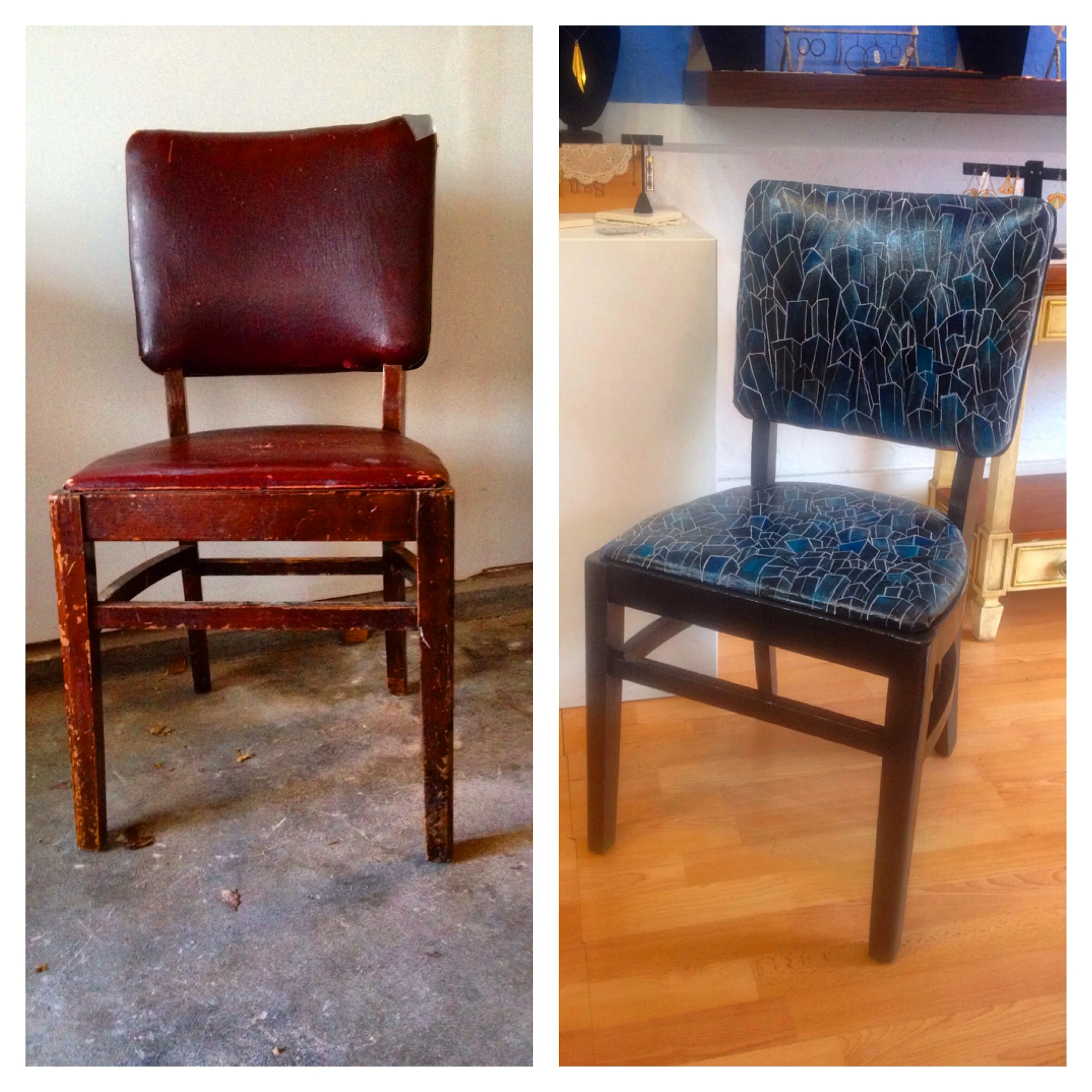 Not a bad transformation for a little elbow grease and paint, eh? You can see it in person on April 17th at the Left Bank Annex in Portland on the Artist's Night or buy a ticket and attend the main event on April, 18th. You can also see my chair from 2013 here.