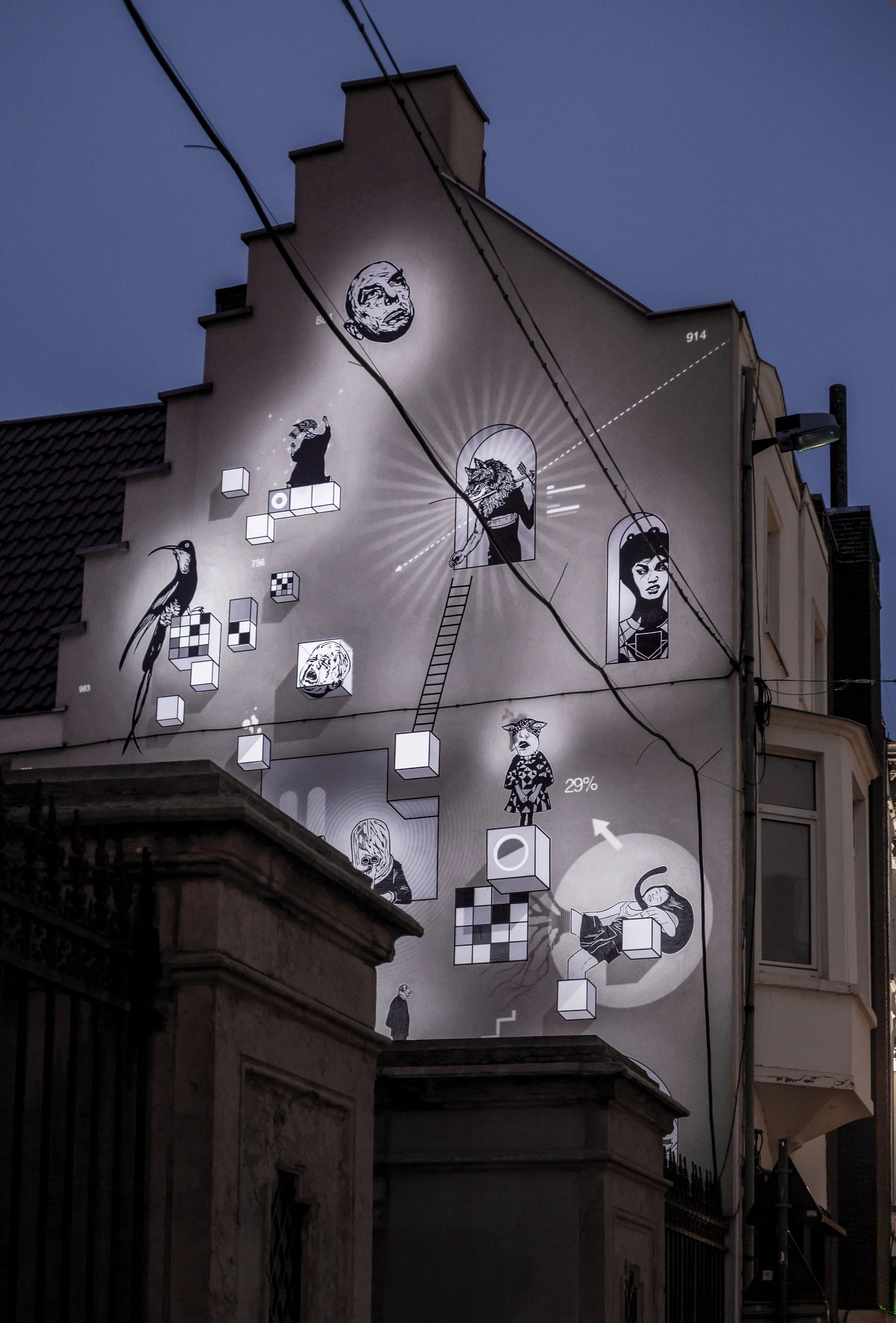 mural project of mecaniques discursives fred penelle yannick jacquet at Licht Festival / Gent - 2021