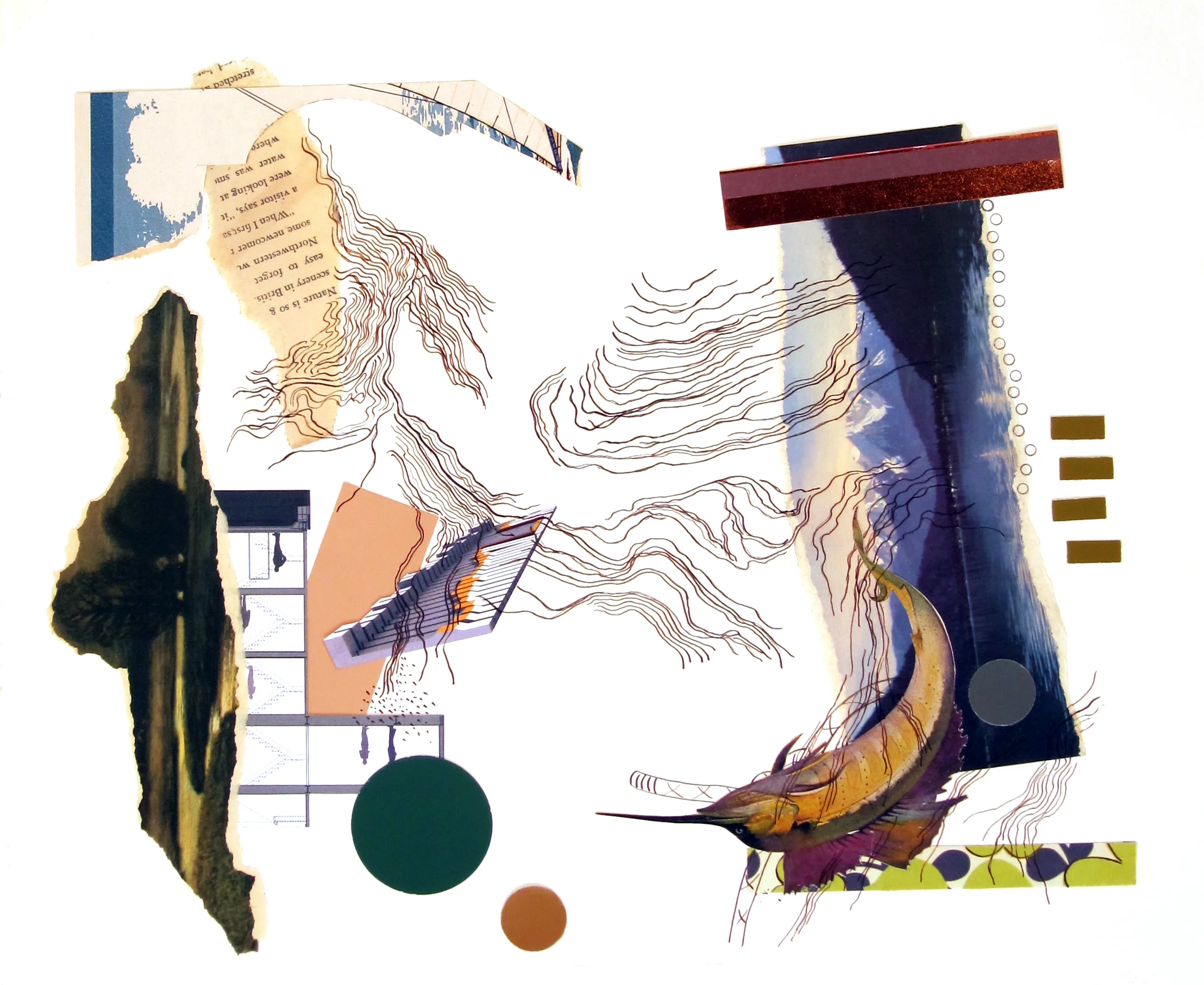 Backdraft Paper fragments, ink, prismacolor 14" x 17"