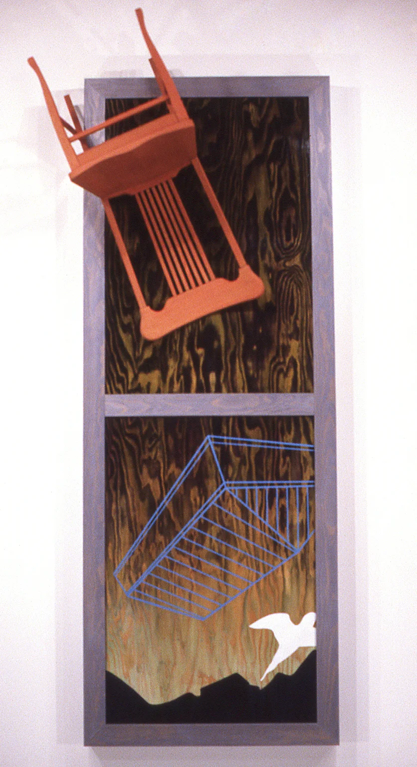 Descent Acrylic on wood with object 100” x 39” x21”
