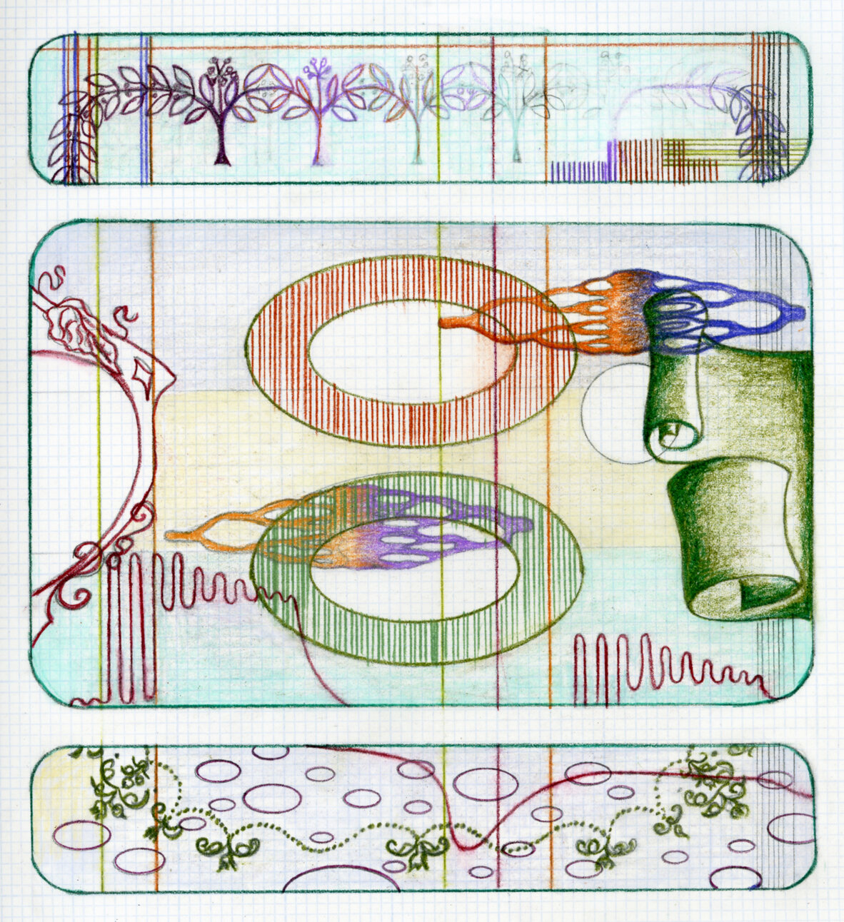    Study for Document Series   Color Pencil on graph paper 2015 