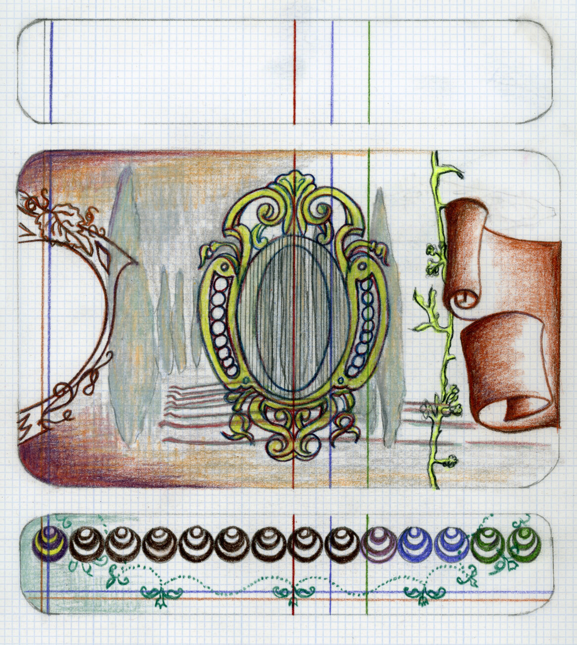    Study for Document Series   Color Pencil on graph paper 2015 