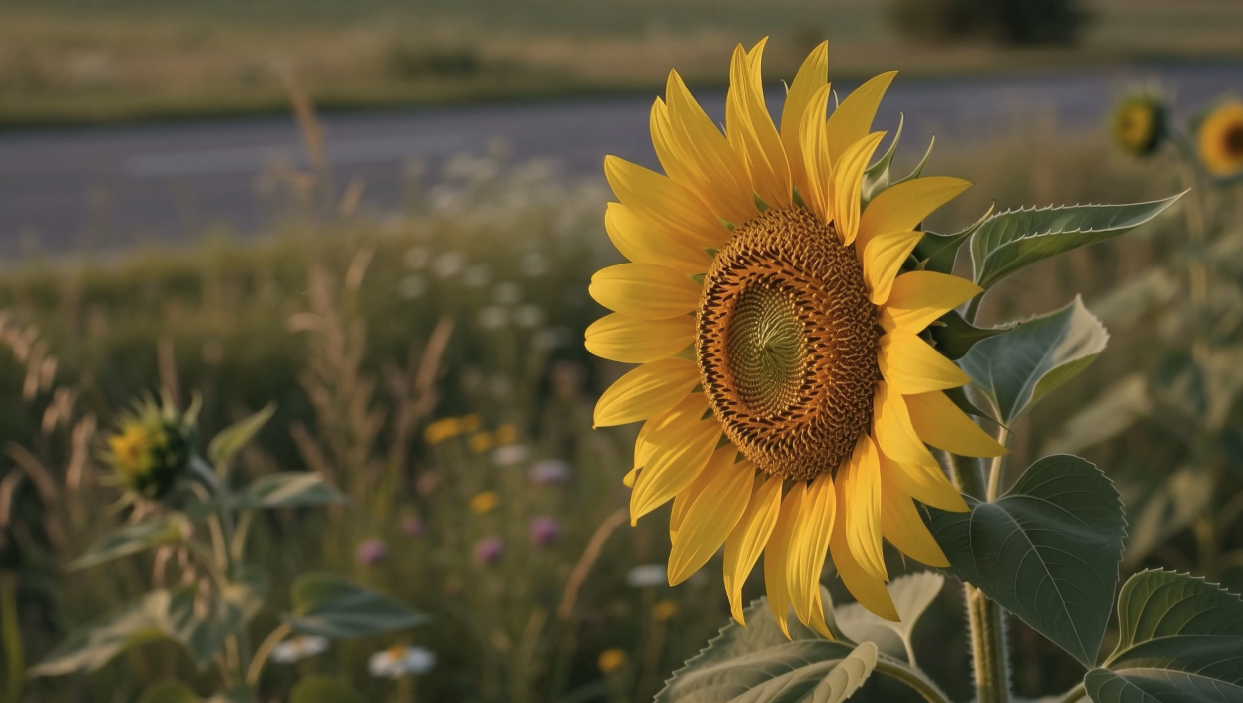 Un girasol que mira a otro lado