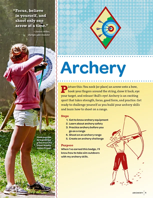 Cover of the Cadette Level Archery Badge Booklet