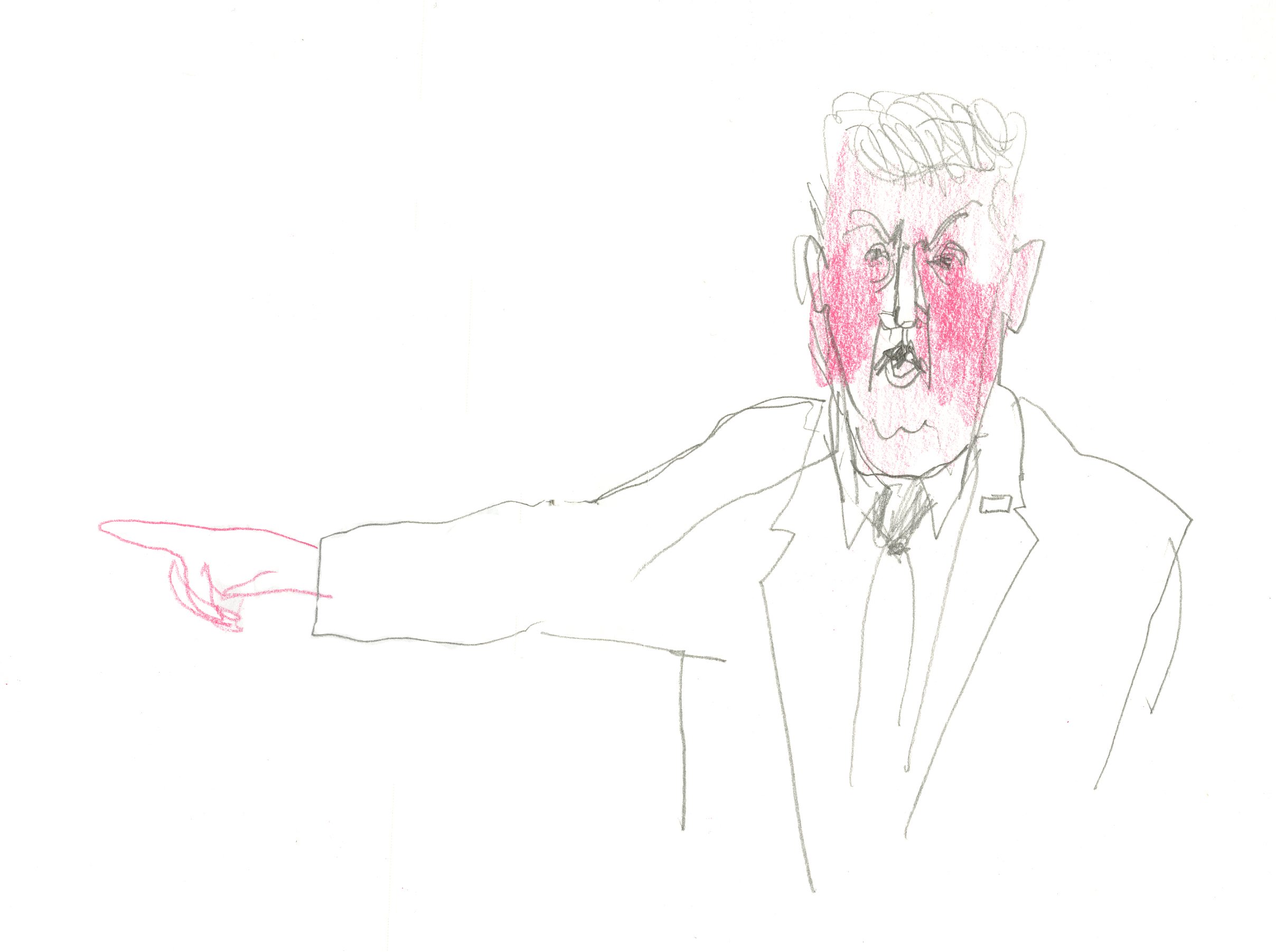 By far, Trump is the most fun to draw. It's not just that he's always pulling hilarious faces, but he has great theatrics. His gestures are as outsized as his rhetoric.