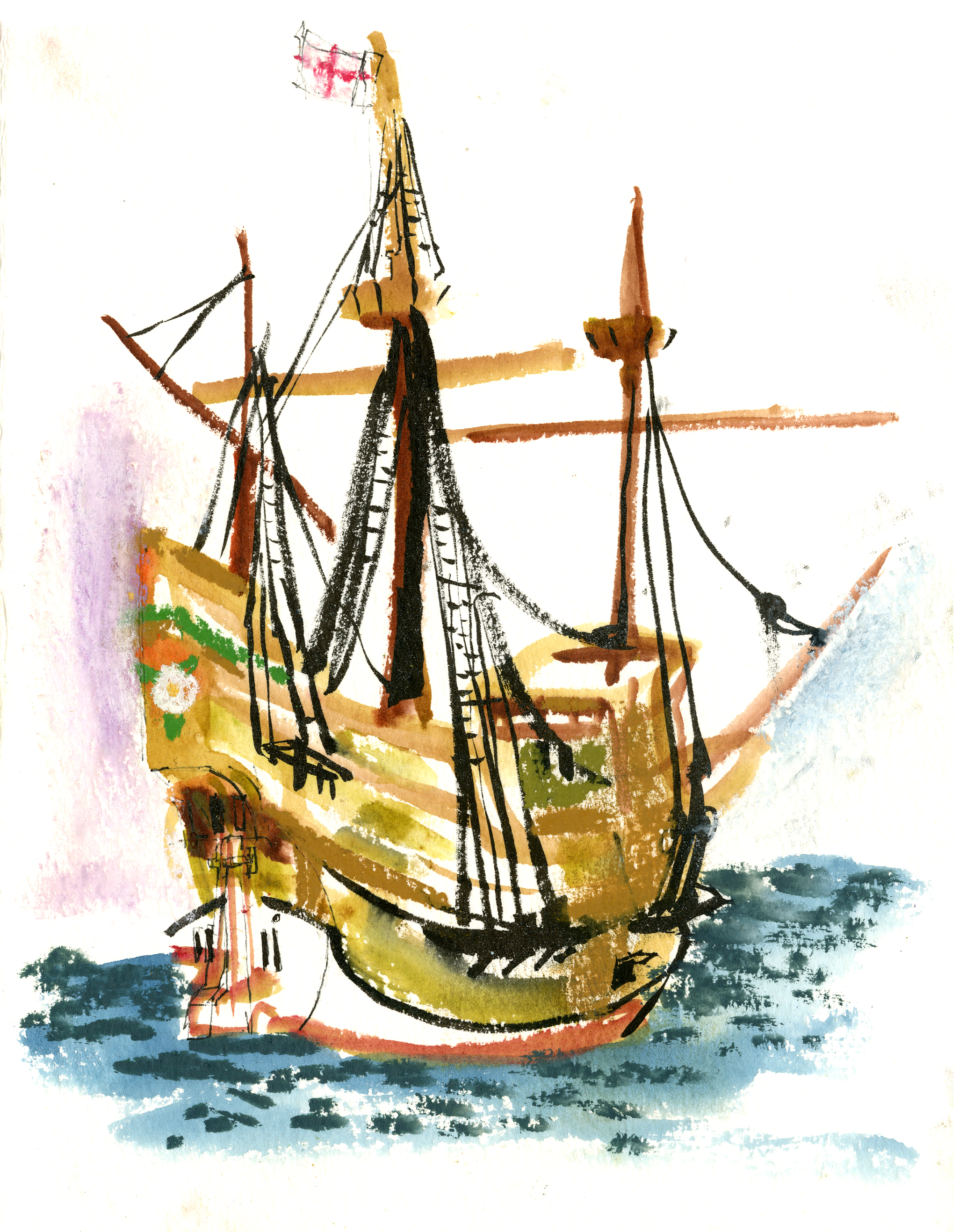 The Mayflower II on the water in Plymouth.