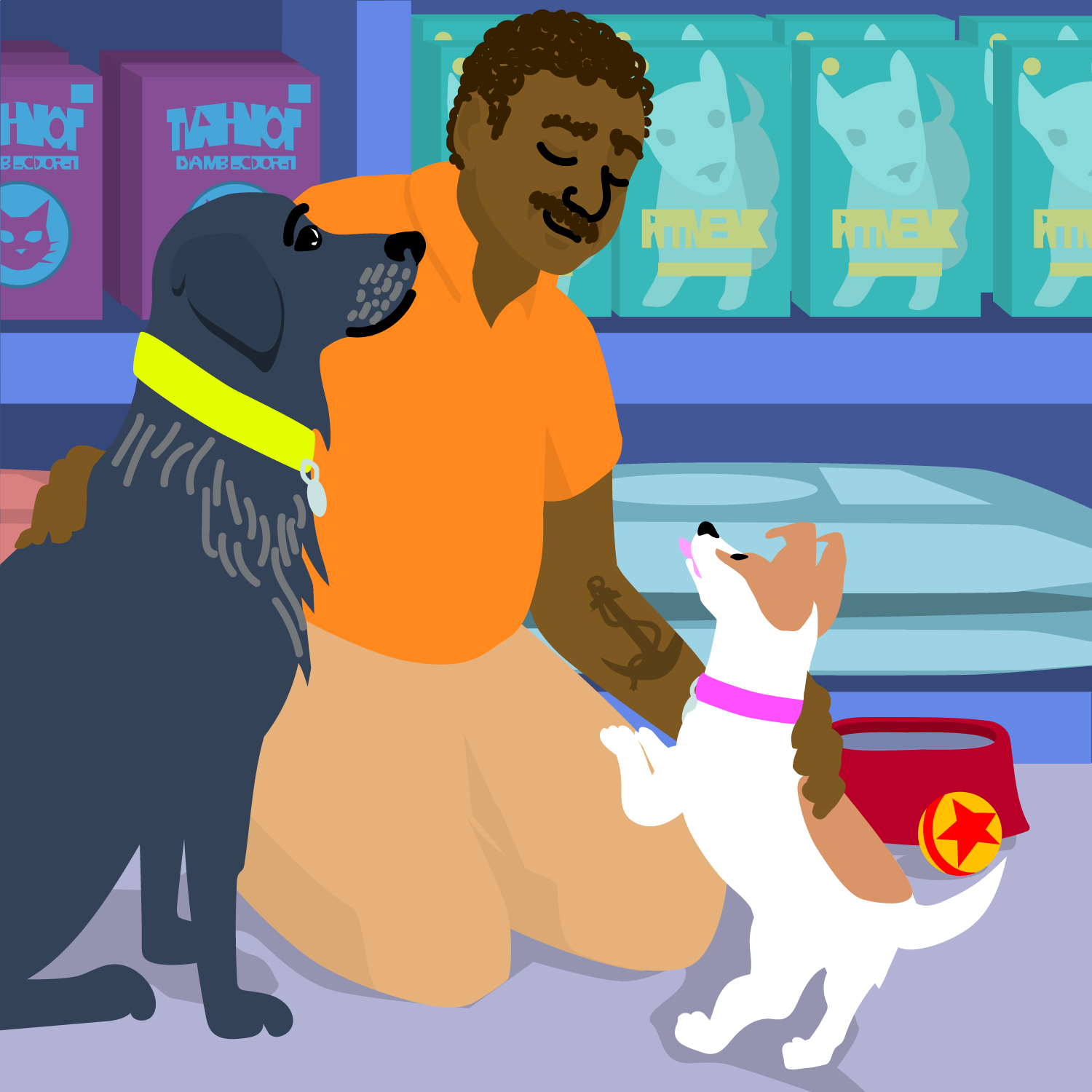  A nice pet store owner is kind to them and gives them some food and water. 
