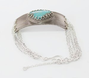 Turquoise oxidized silver fancy bracelet