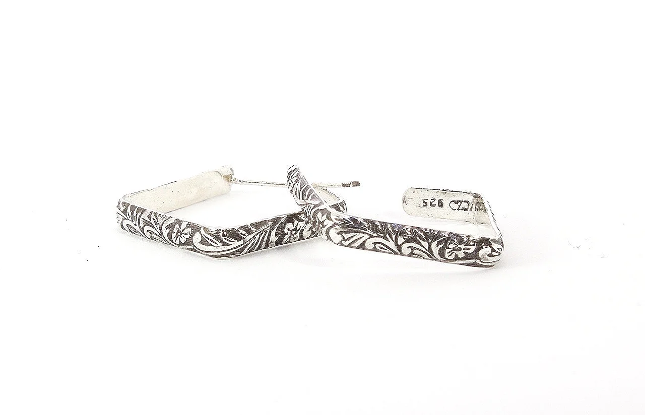 Oxidized Square Hoop Earrings