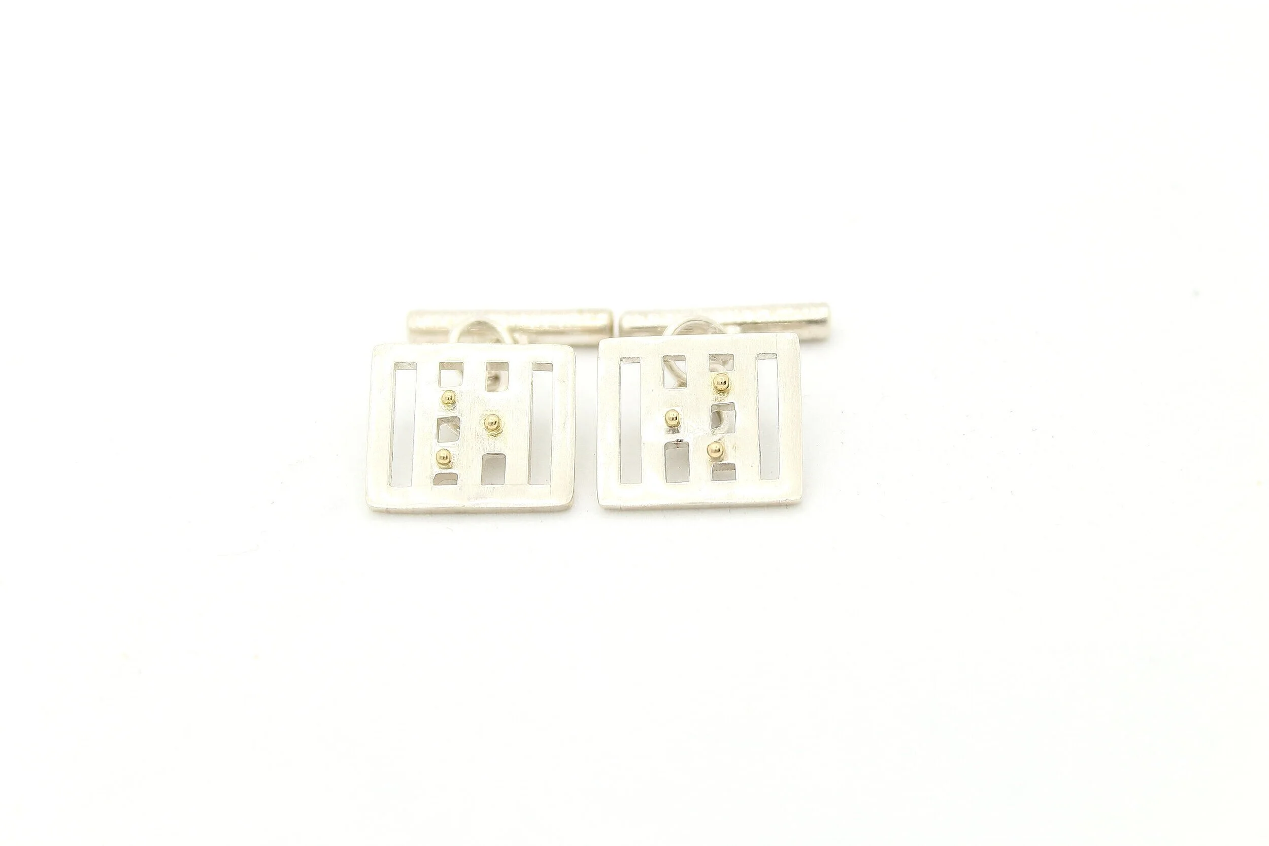 Sterling Silver and 14k Gold Cuff Links