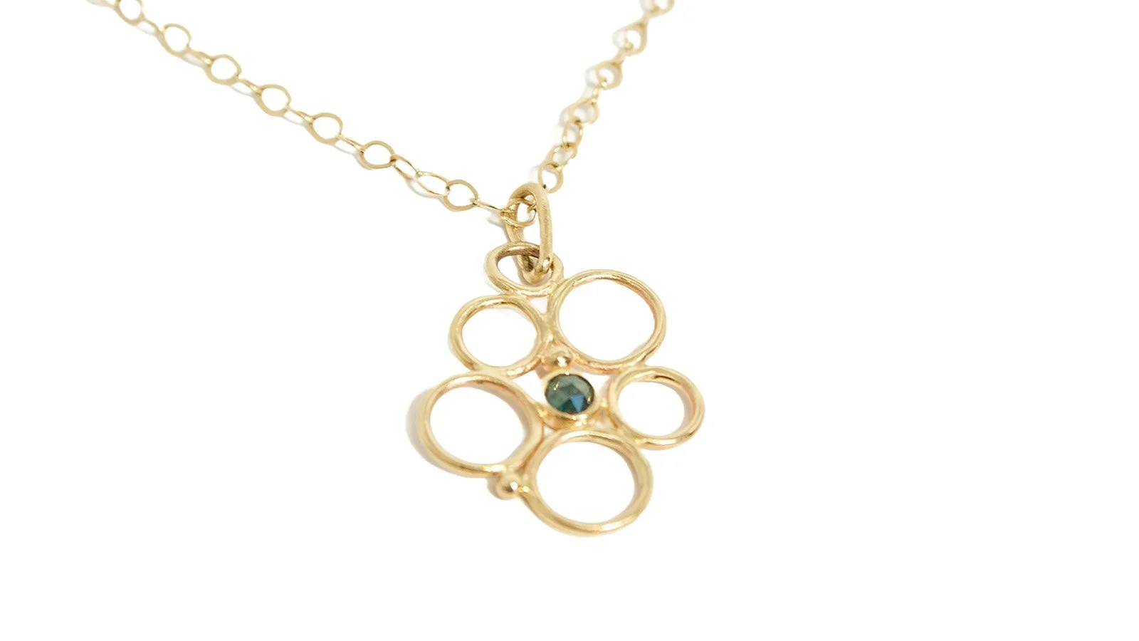 14k circles and blue diamond