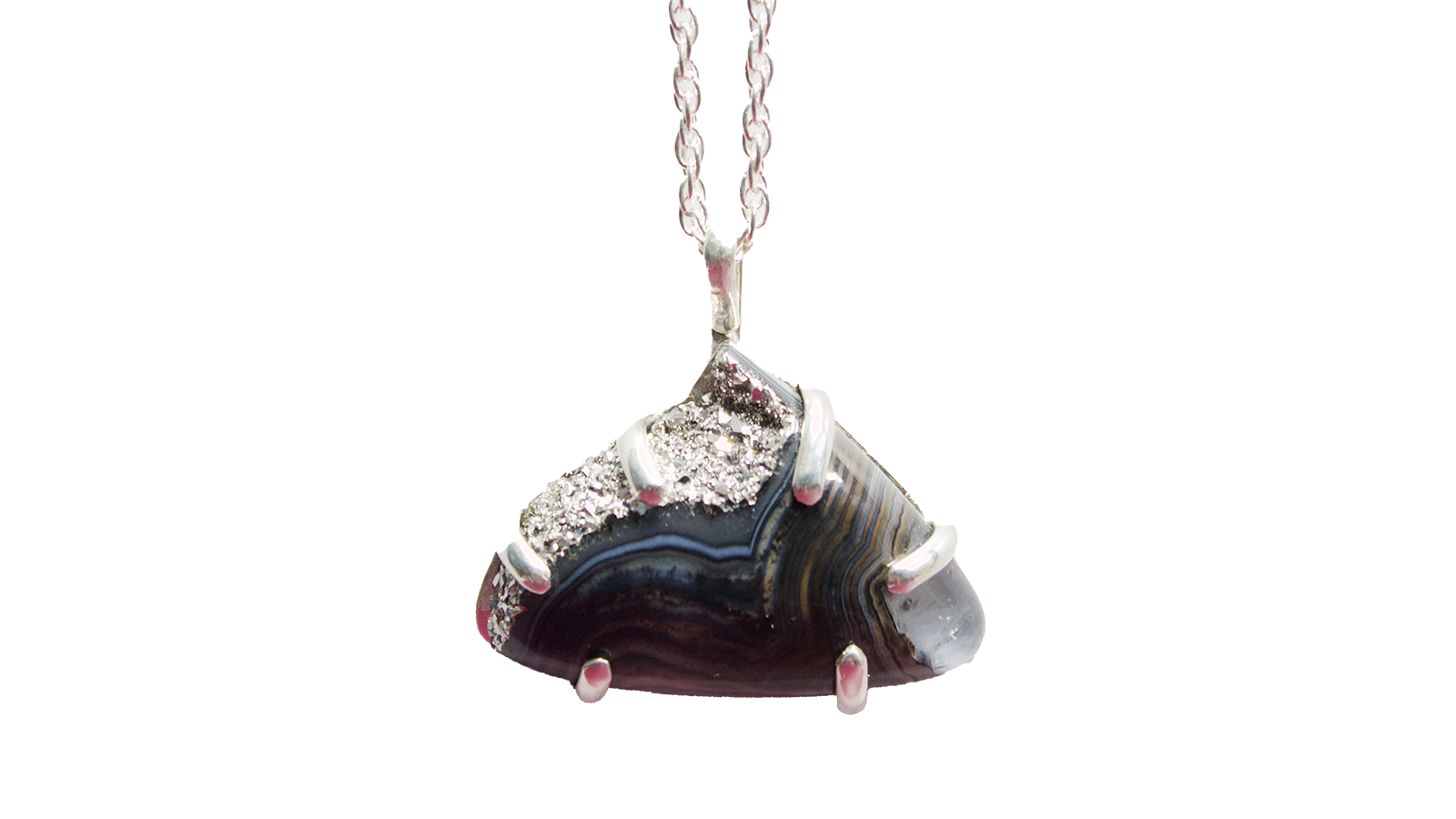 Platinum Crystal-Top Druzy Necklace B4