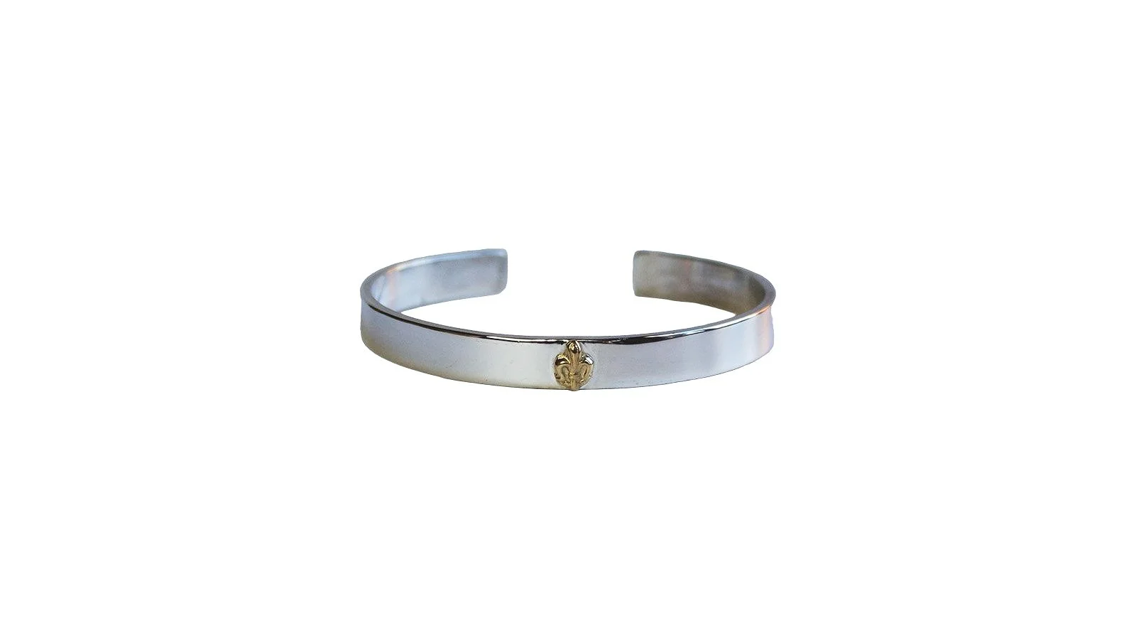 18k Gold Fleur de Lis on Sterling Silver Cuff